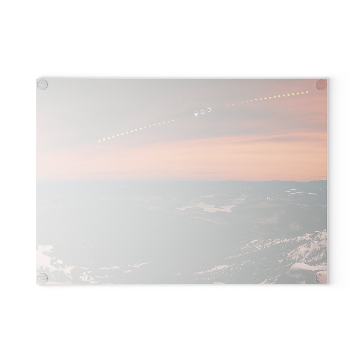 Glass Cutting Board - 2024 Solar Eclipse Timelapse over Lake Placid