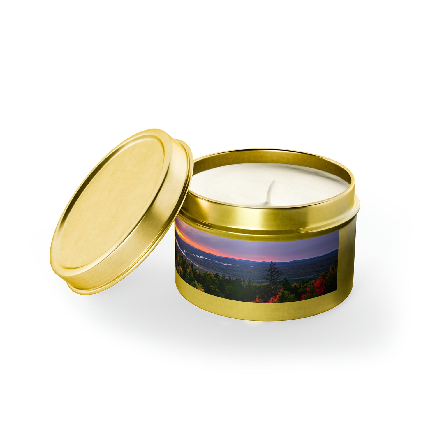 Autumn Sunset over Little Tupper Lake - Tin Candle