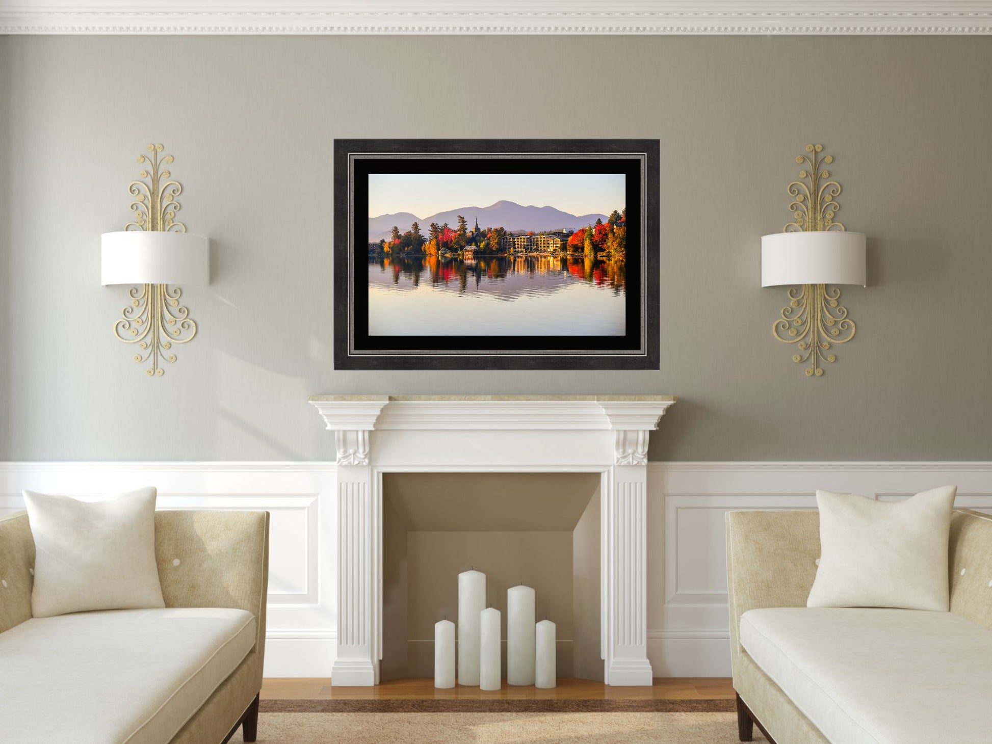 Experience the breathtaking beauty of autumn with Reflecting Autumn's Beauty - Mirror Lake wall art