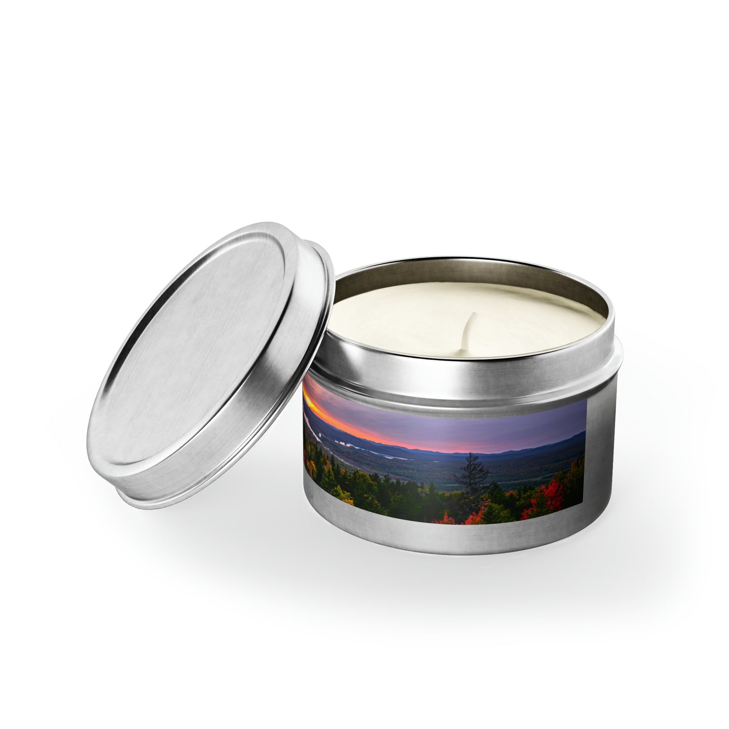 Autumn Sunset over Little Tupper Lake - Tin Candle