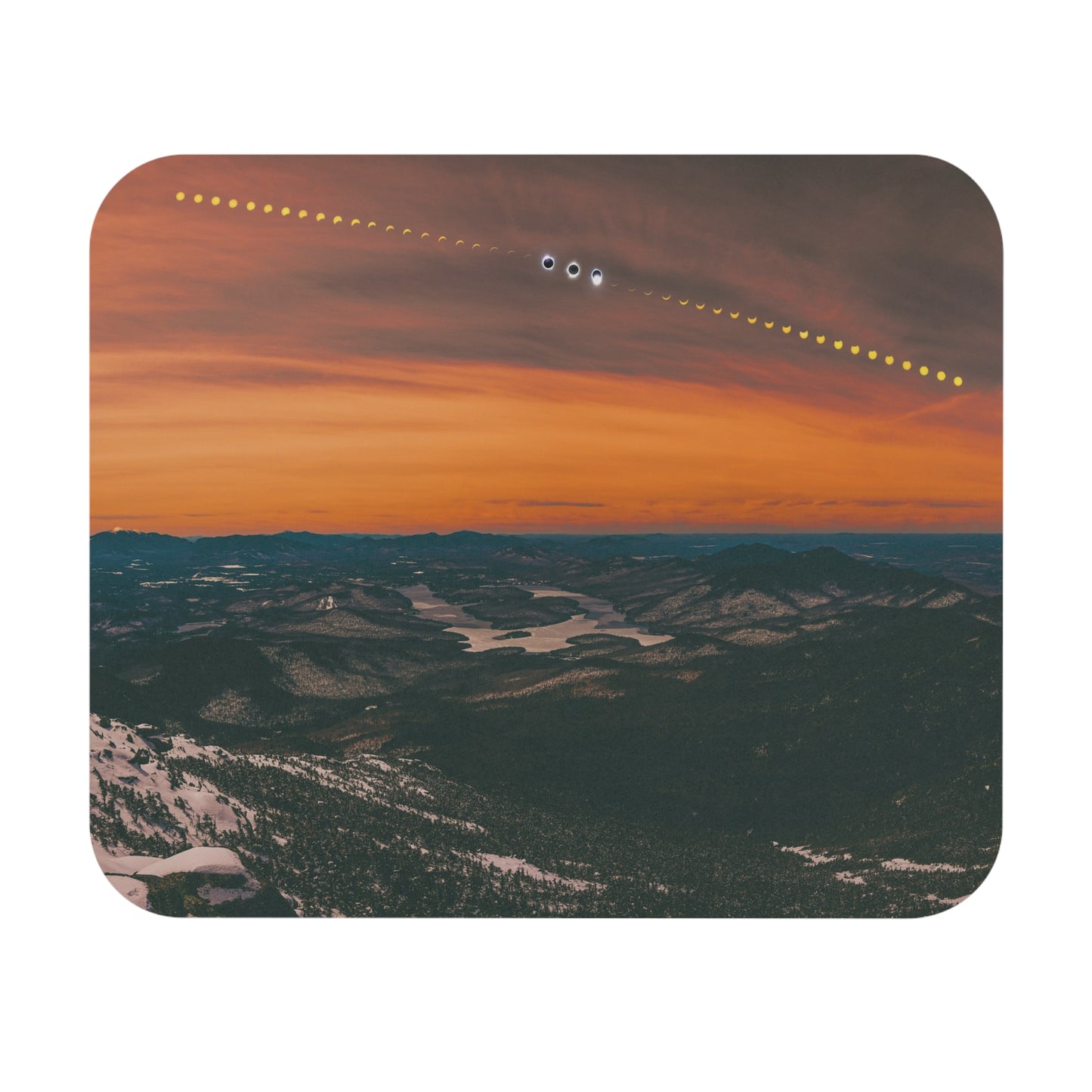 2024 Solar Eclipse Timelapse over Lake Placid Mouse Pad