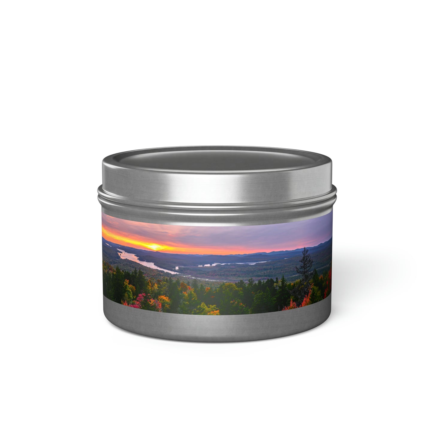 Autumn Sunset over Little Tupper Lake - Tin Candle