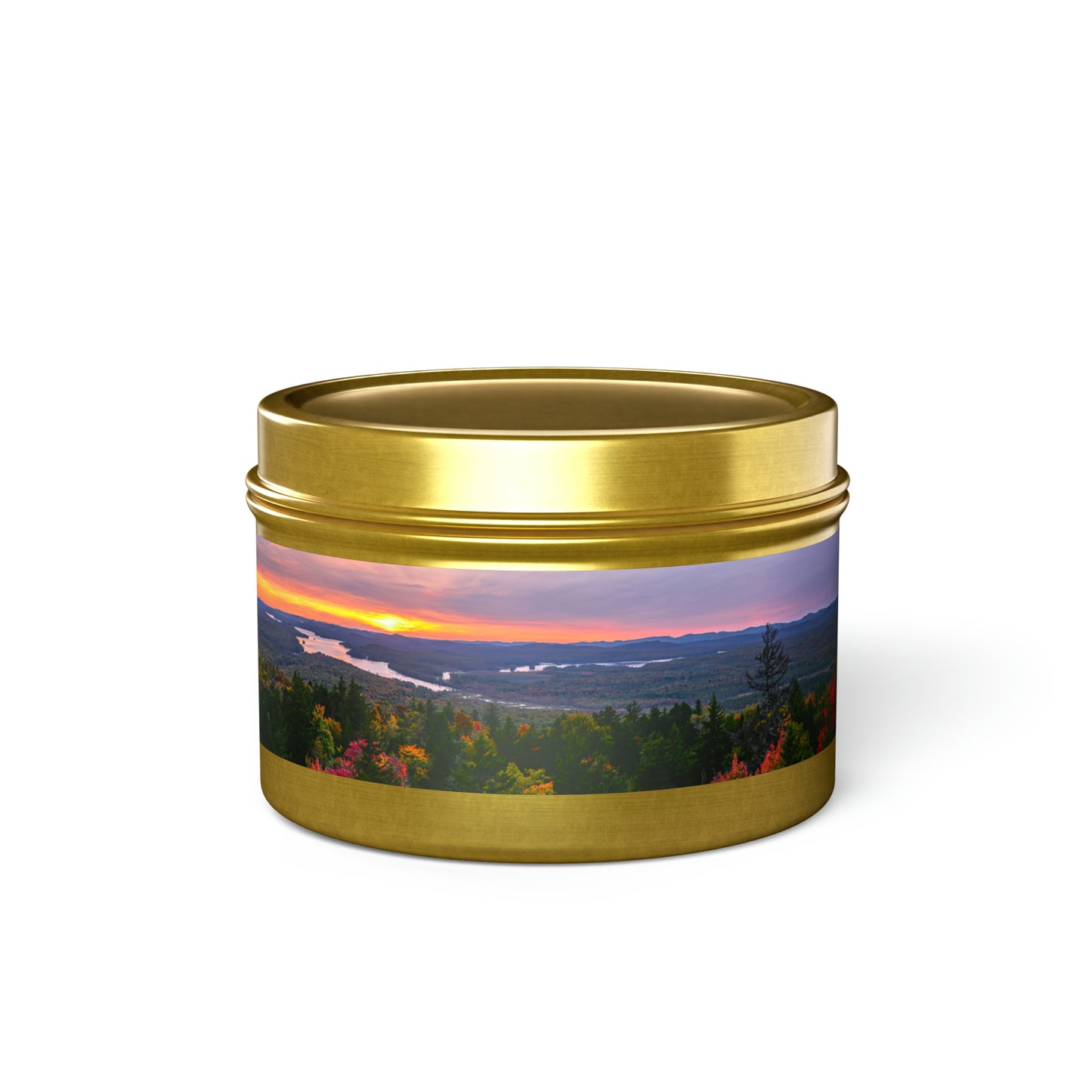 Autumn Sunset over Little Tupper Lake - Tin Candle