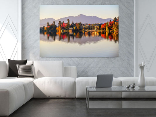 Experience the breathtaking beauty of autumn with Reflecting Autumn's Beauty - Mirror Lake wall art