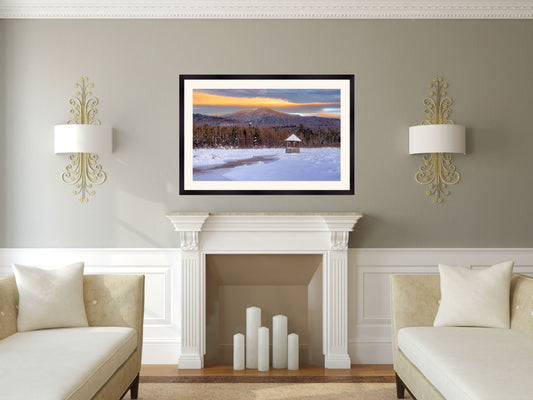 winter sunset Adirondack mountains