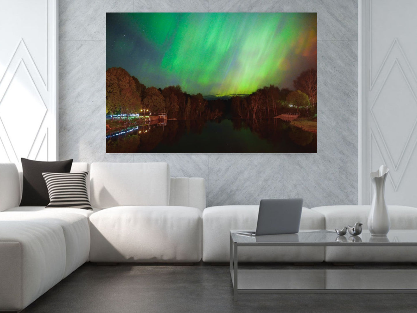Print of Northern Lights on the Ausable River