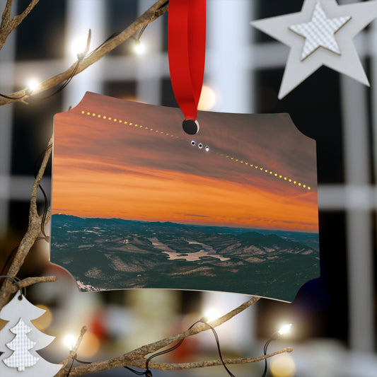 2024 Solar Eclipse Timelapse over Lake Placid Ornament