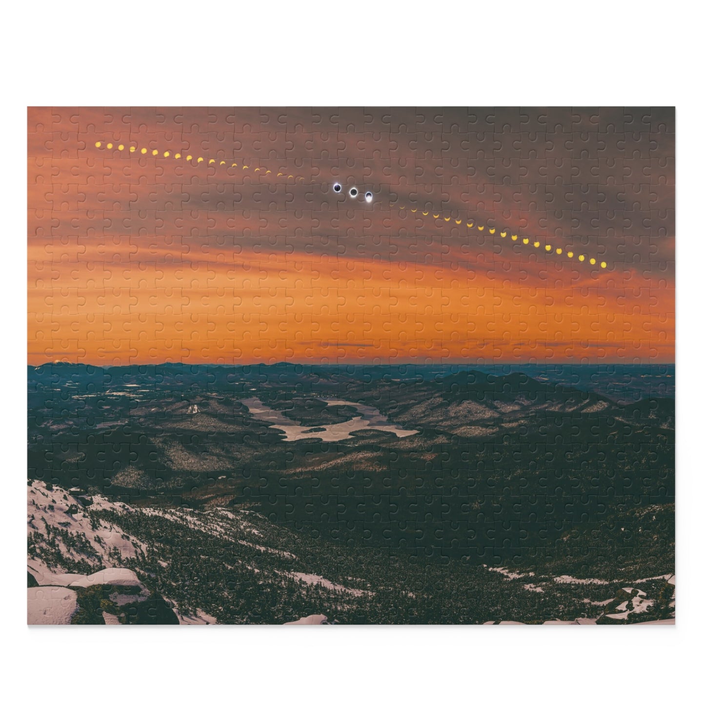 Puzzle - 2024 Solar Eclipse Timelapse over Lake Placid