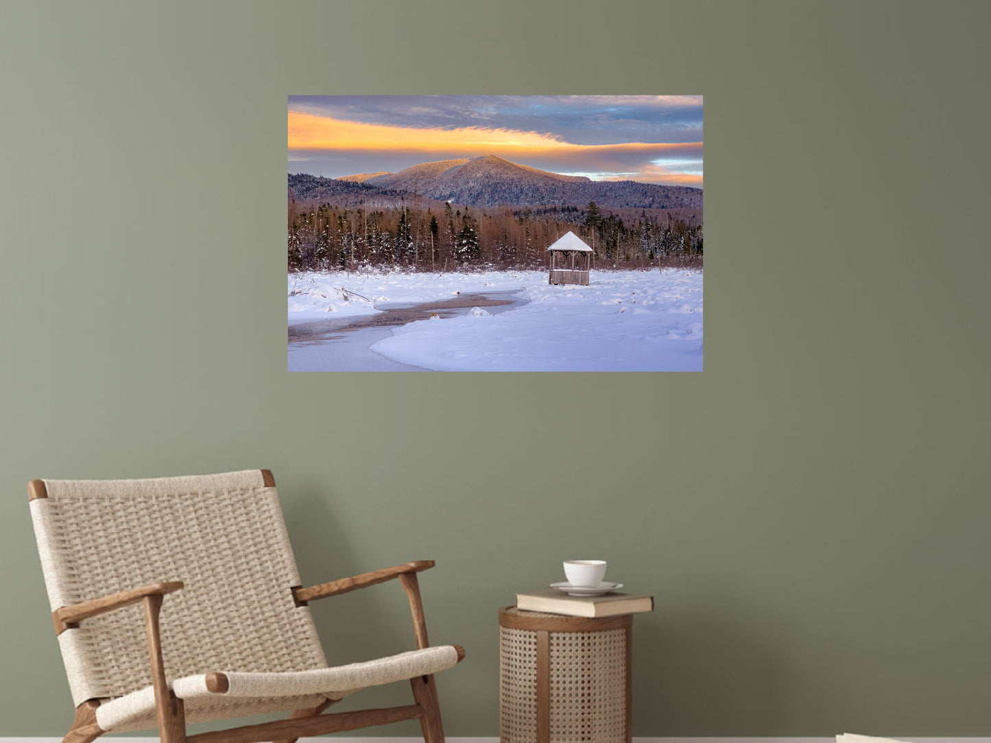winter sunset Adirondack mountains