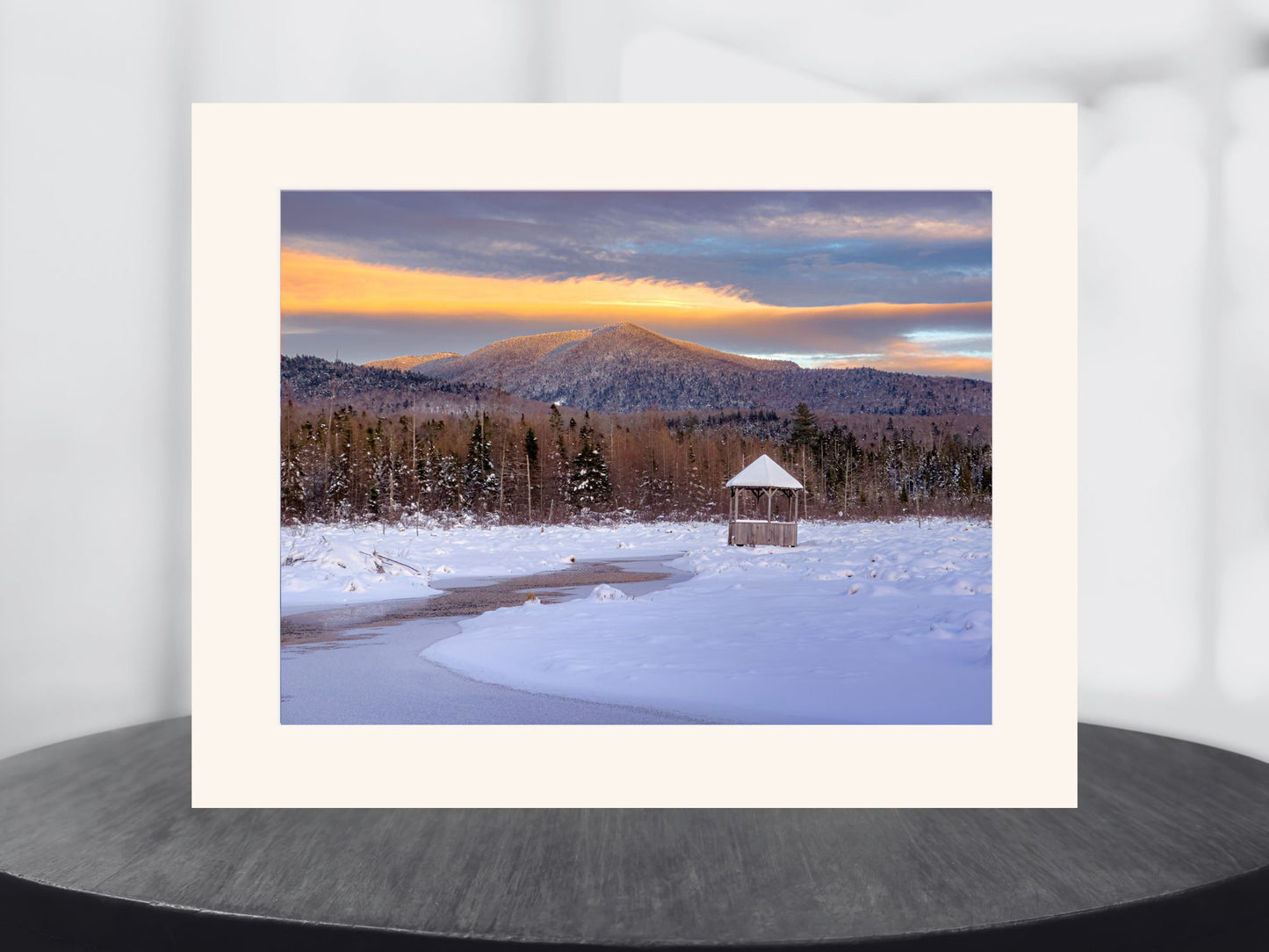 winter sunset Adirondack mountains