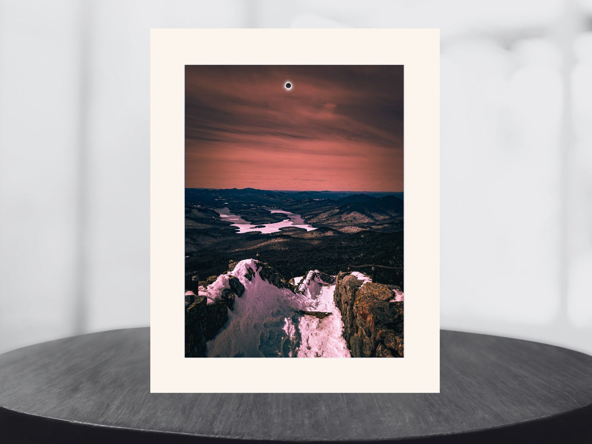 Print of 2024 Solar Eclipse Totality over Lake Placid from Whiteface