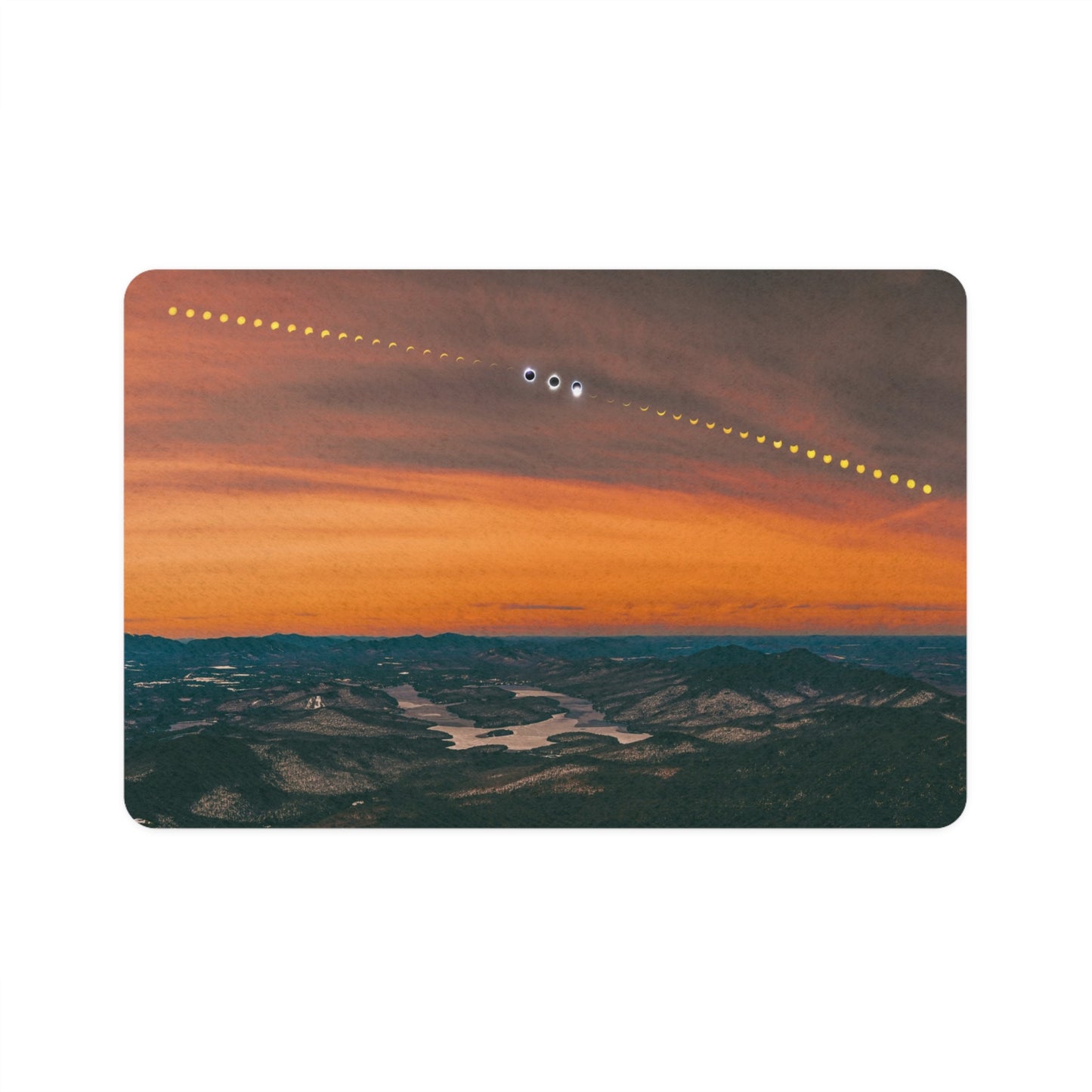 Pet Food Mat - 2024 Solar Eclipse over Lake Placid
