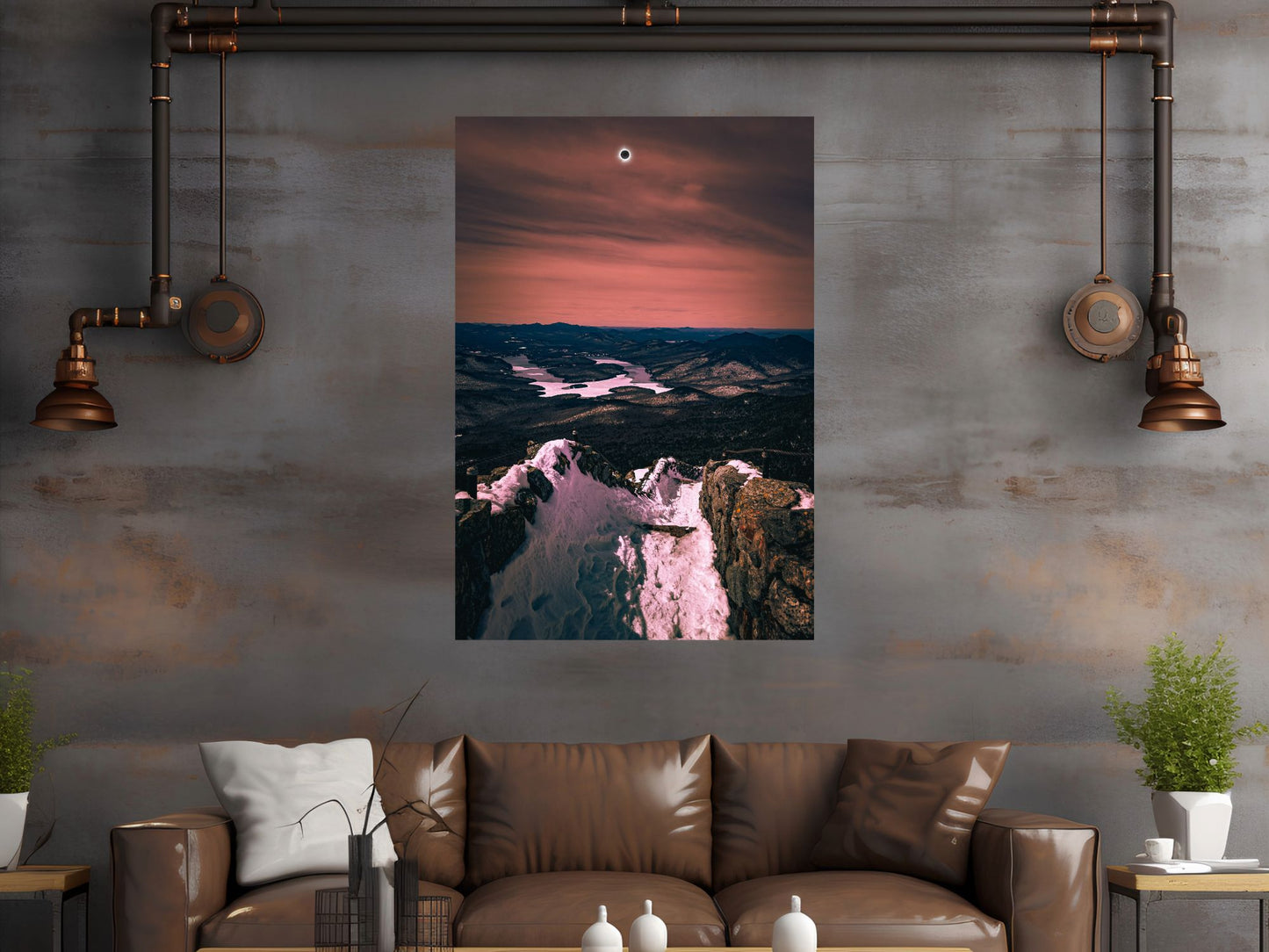 Print of 2024 Solar Eclipse Totality over Lake Placid from Whiteface