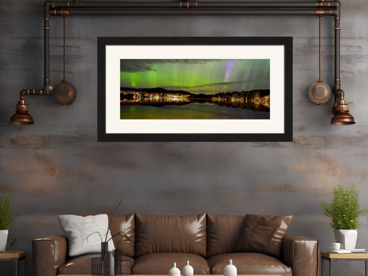 Northern Lights over Mirror Lake Panorama Print