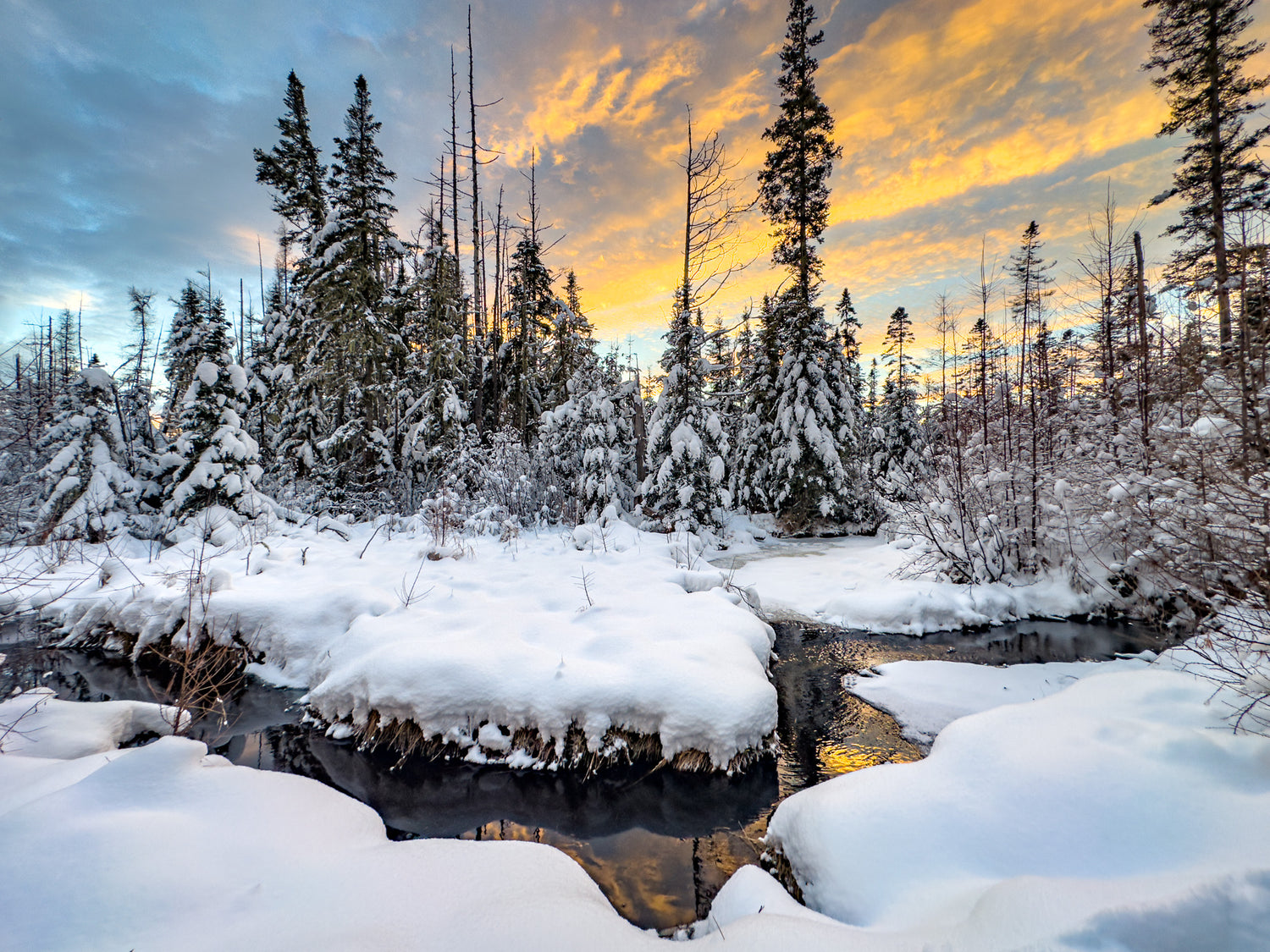 winter sunset in the Adirondacks