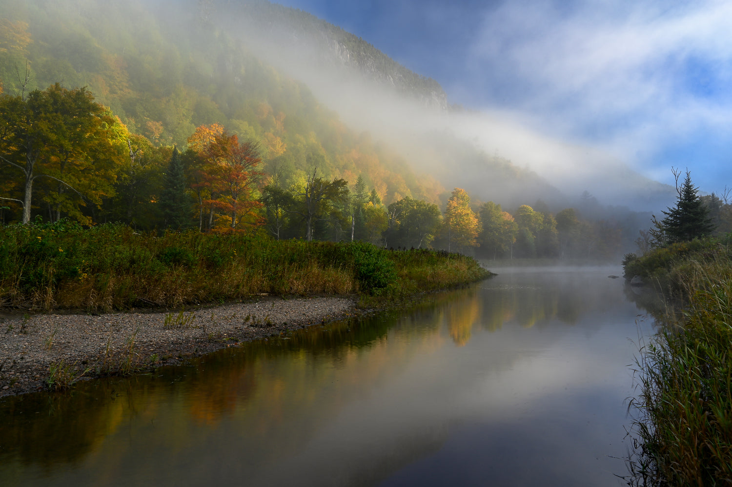 morning mist on the ausable river