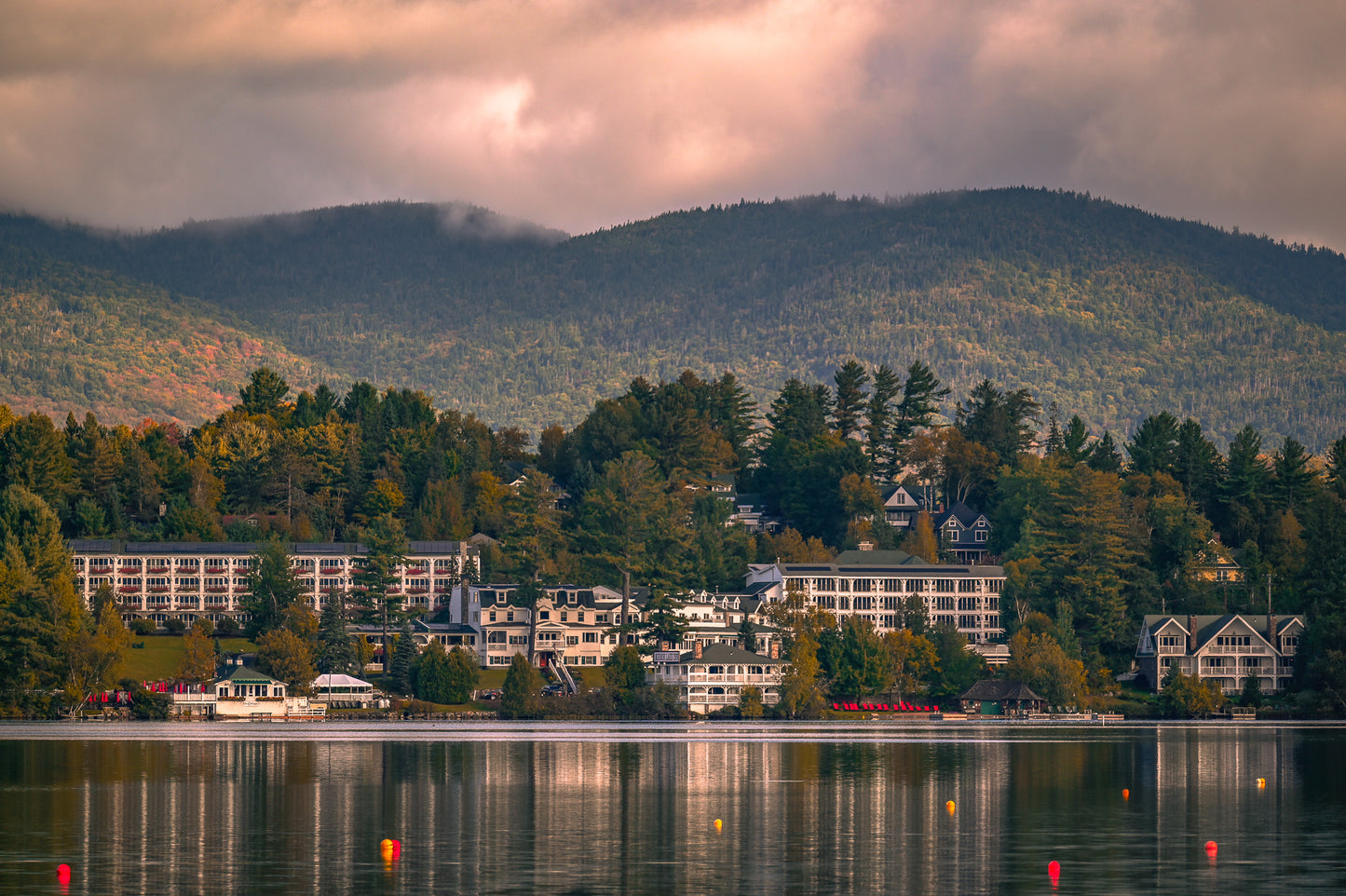 reflections of fall and Mirror Lake Inn