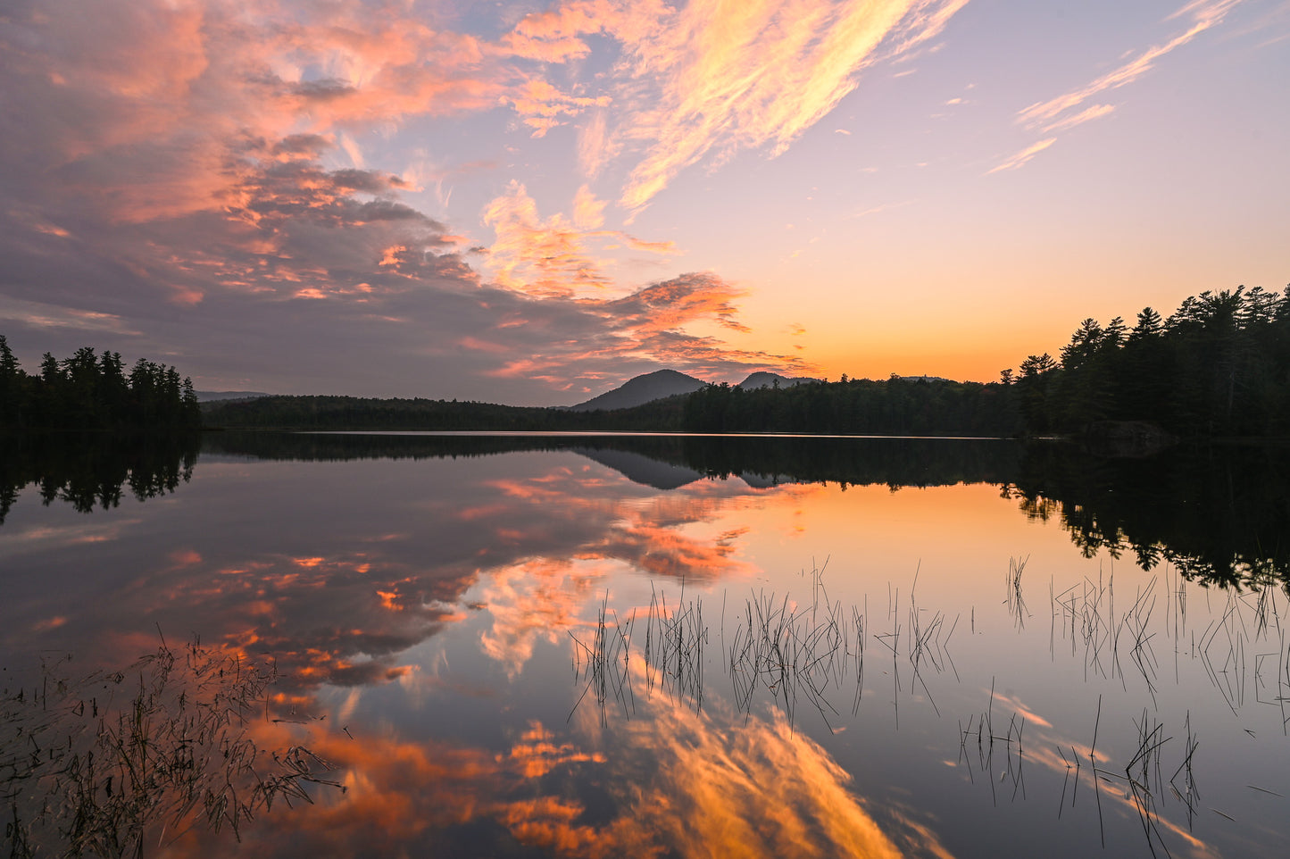 october sunset at barnum pond, Adirondack Mountains