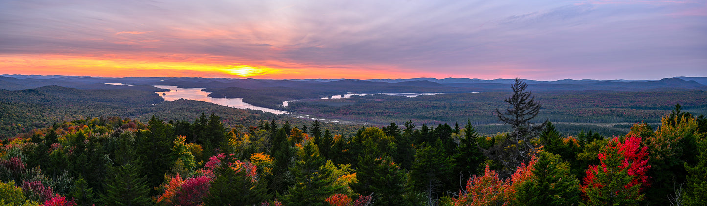 Autumn Sunset over Little Tupper Lake Panorama
