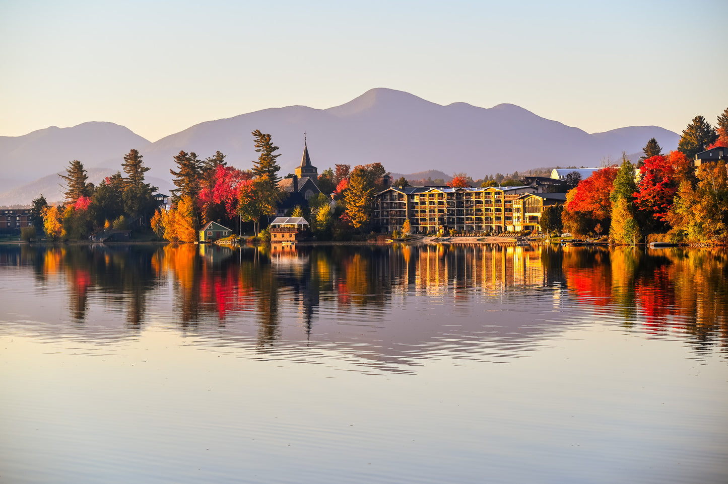 Experience the breathtaking beauty of autumn with Reflecting Autumn's Beauty - Mirror Lake wall art