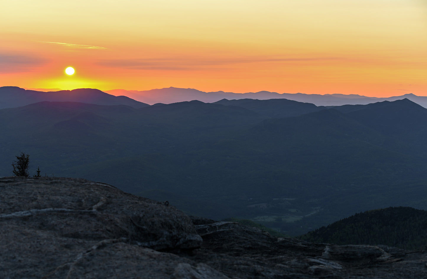 Sunrise on the Adirondack mountains