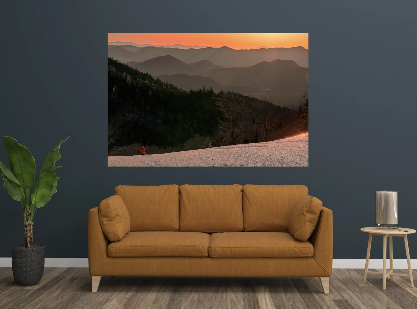 print of Earning Turns Skinning up Whiteface Mountain
