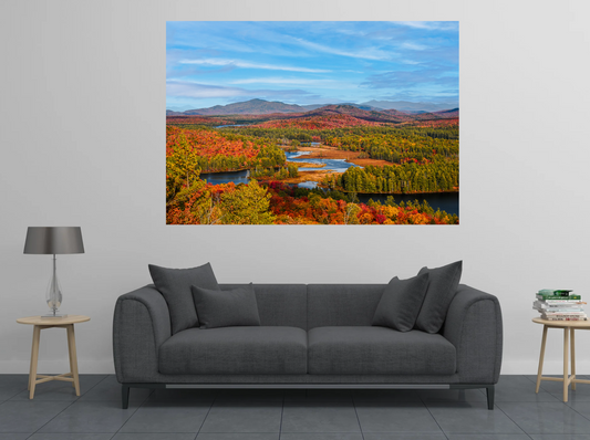 print of Fall Colors over the Bog River Adirondack Mountains