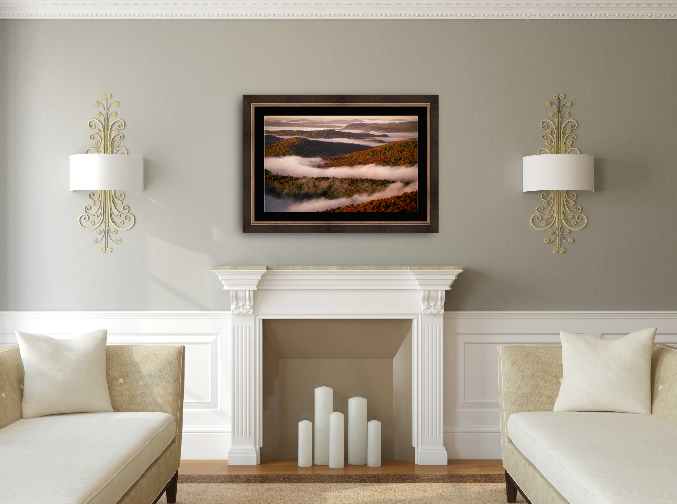 Print of a Fall Inversion in the Adirondack Mountains