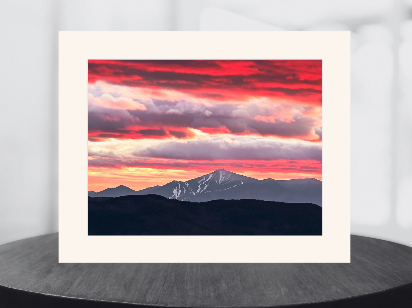 print of a sunset over whiteface mountain