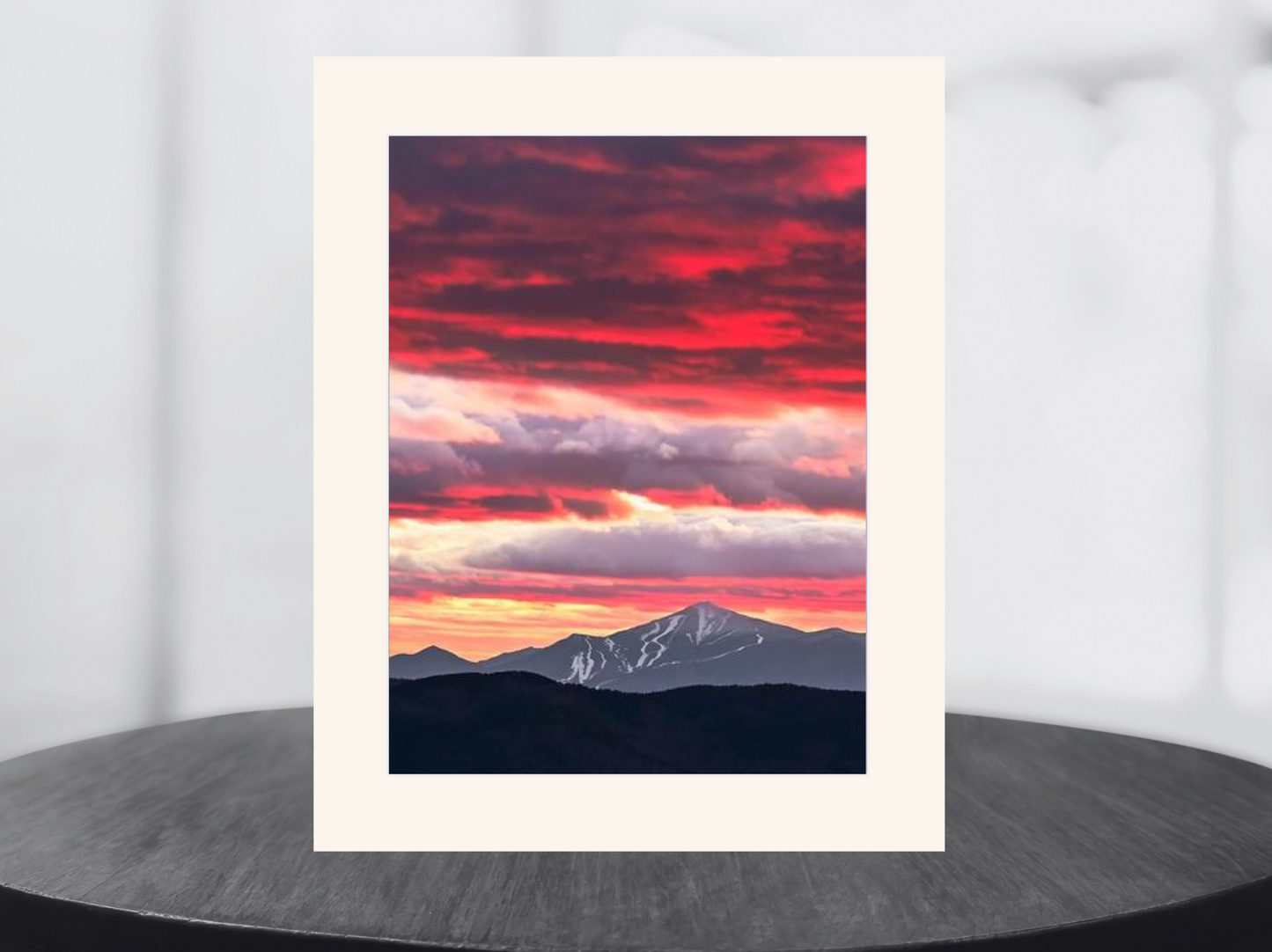 print of a sunset over whiteface mountain