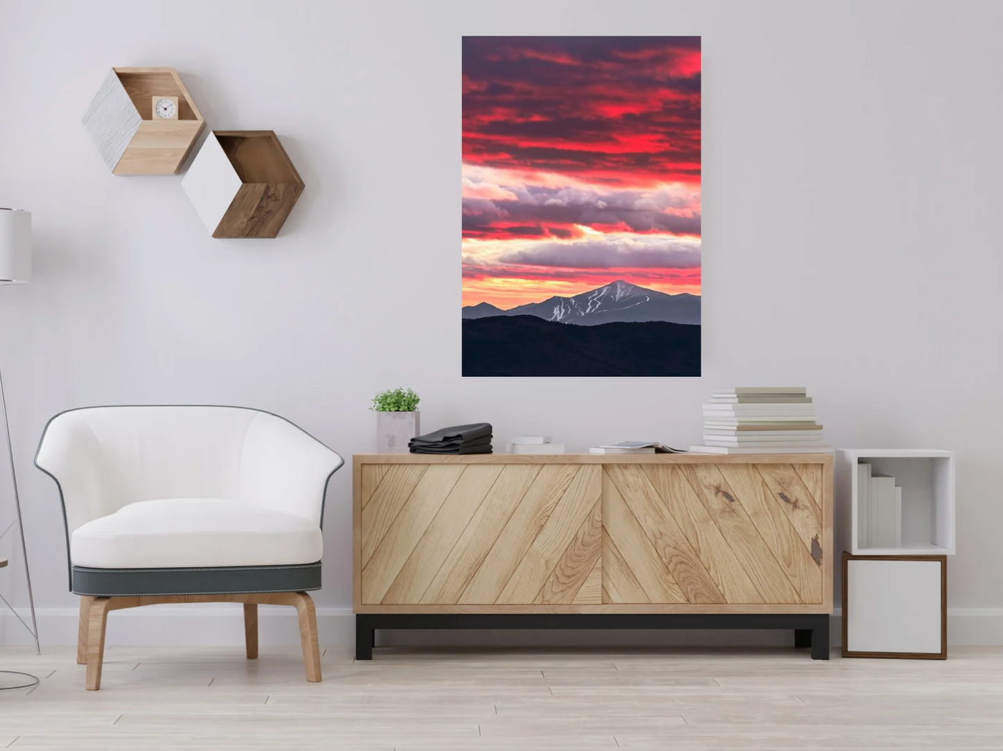 print of a sunset over whiteface mountain