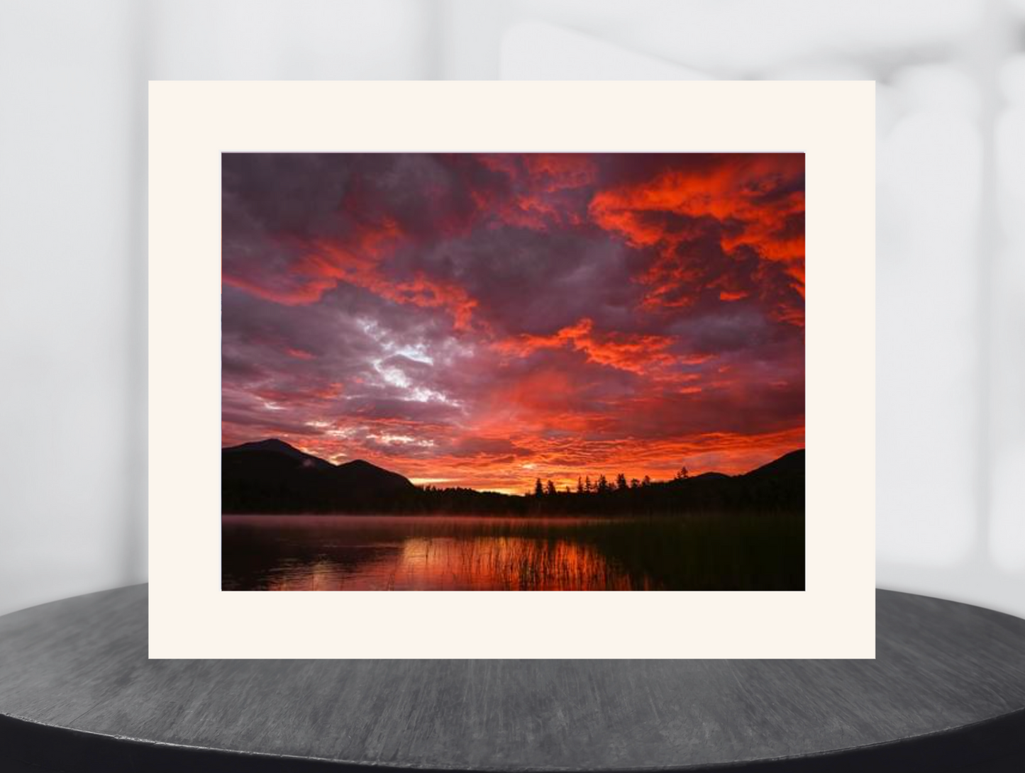 print of a sunrise over connery pond