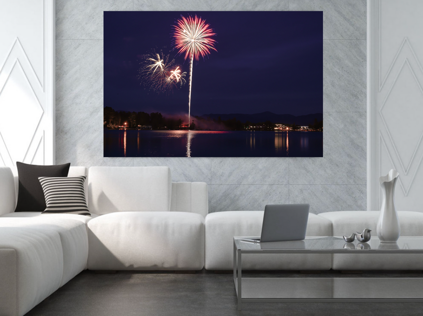 print of Fireworks over Mirror Lake