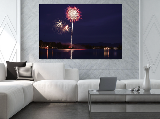 print of Fireworks over Mirror Lake