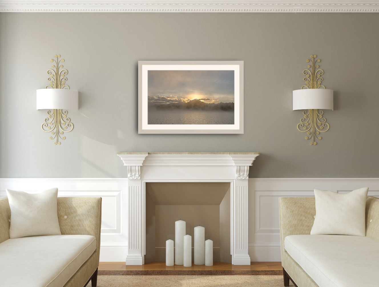 print of a Foggy Morning Sunrise over Cobble Hill
