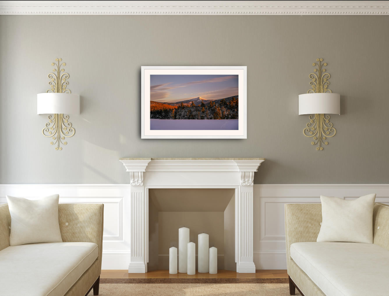 print of a Frozen alpine glow on whiteface