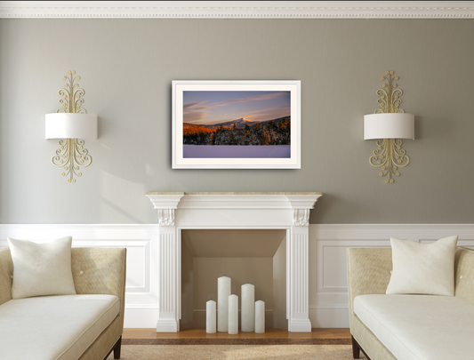 print of a Frozen alpine glow on whiteface