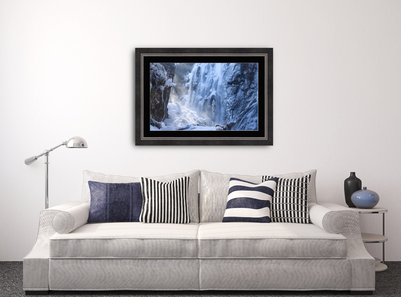 Print of Frozen Rainbow Falls Adirondack Mountains