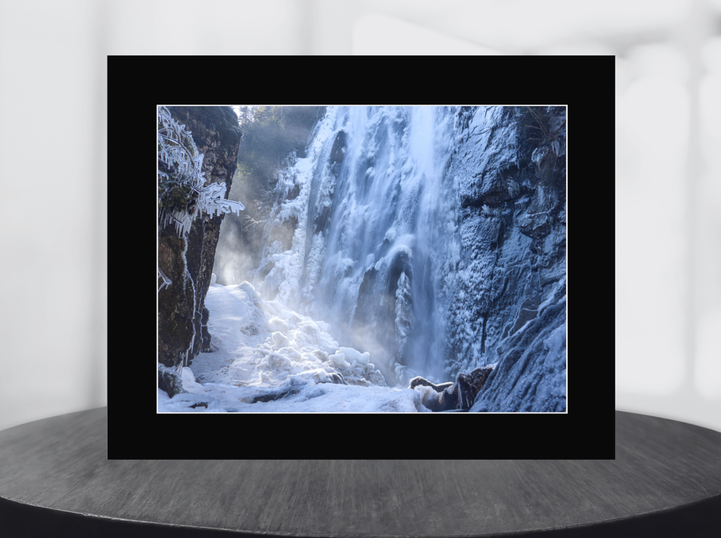 Print of Frozen Rainbow Falls Adirondack Mountains