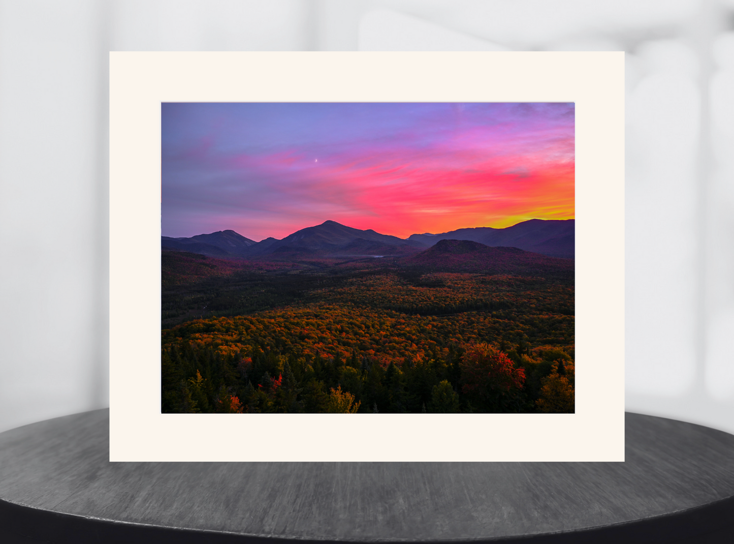 print of Crescent Moon Sunset over the McIntyre Range