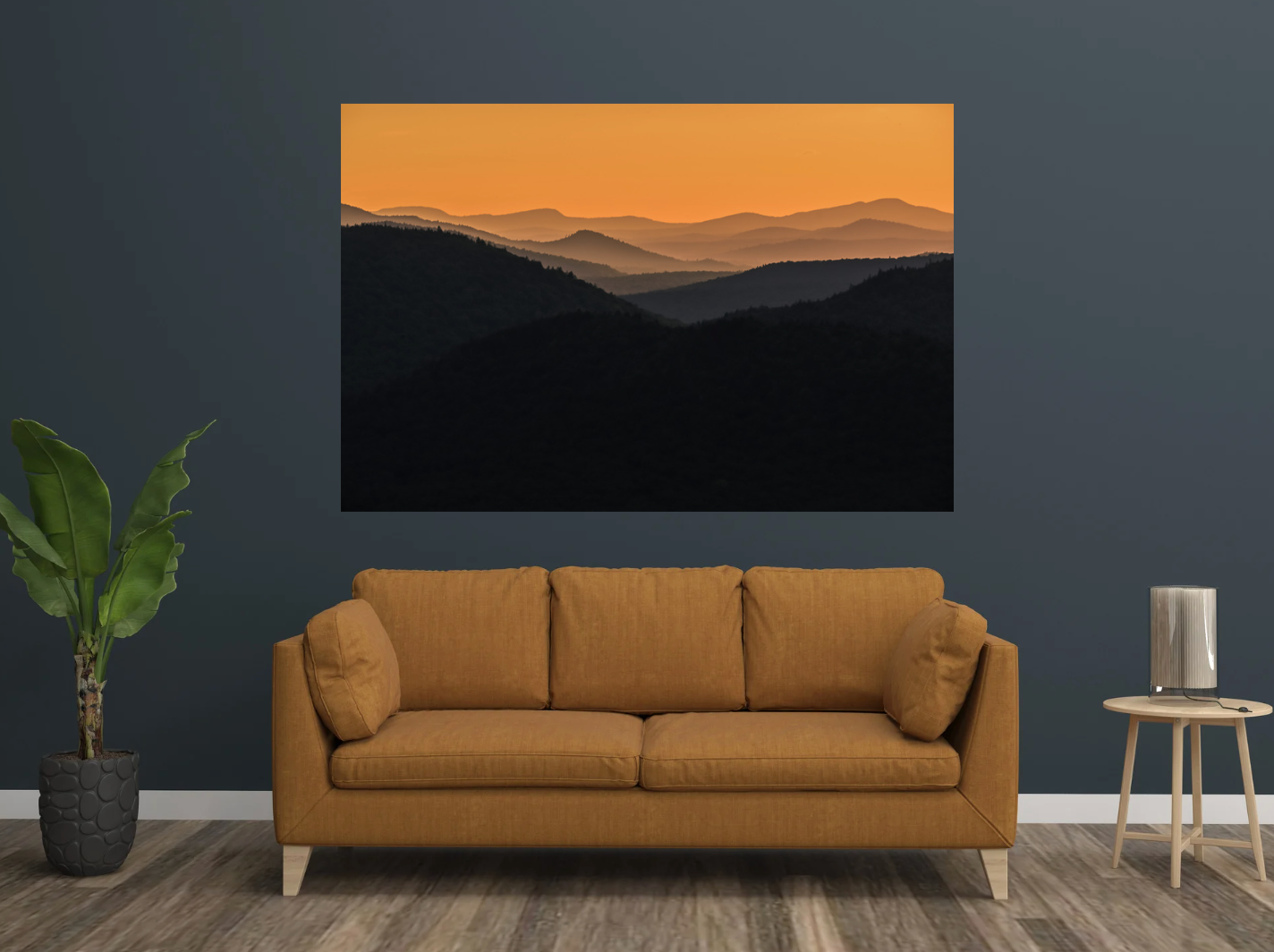 print of golden hour layers in the Adirondack Mountains
