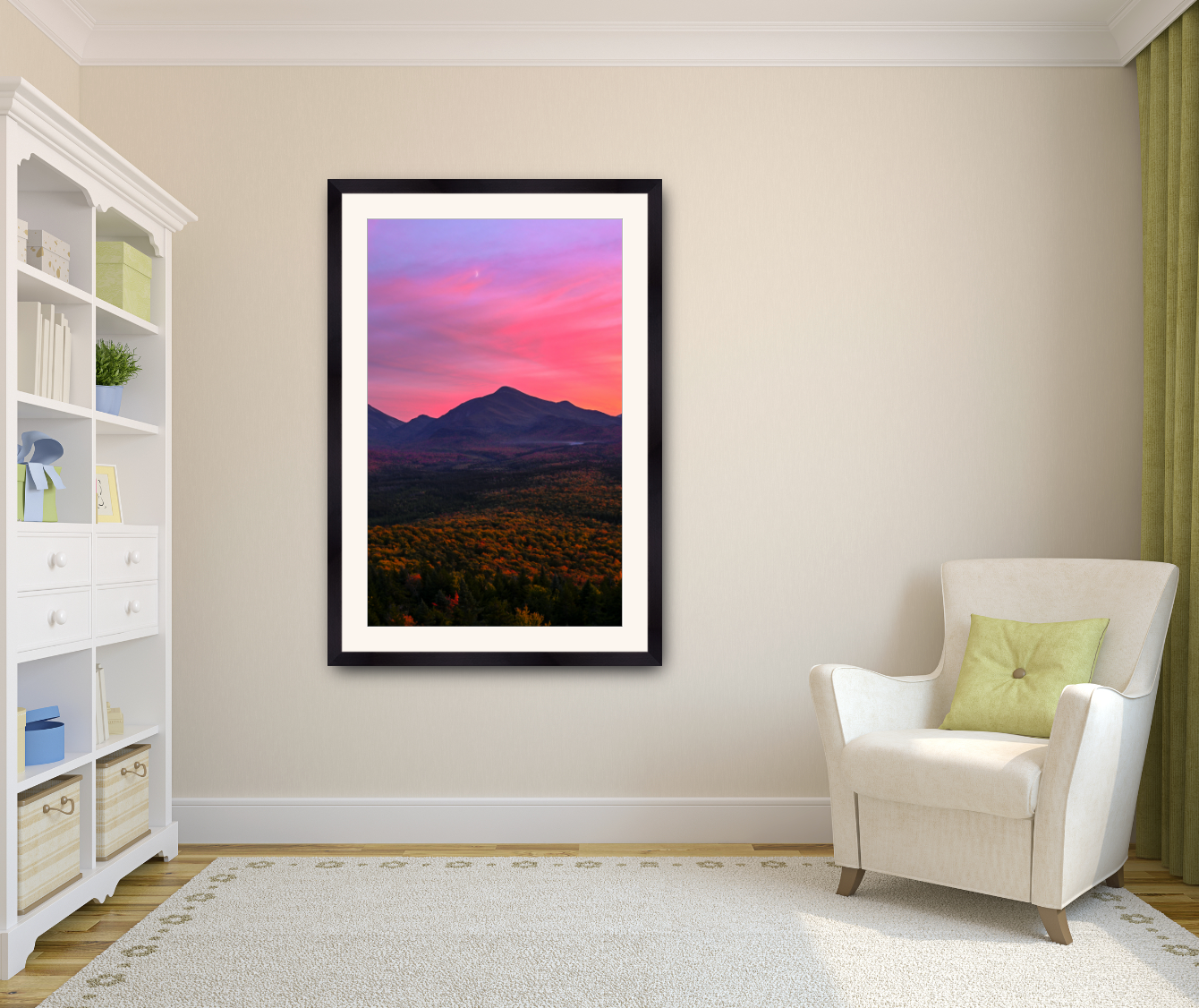 print of a Crescent Moon Sunset over the McIntyre Range