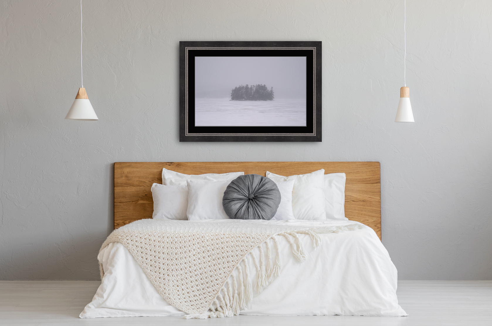print of an island in the snow
