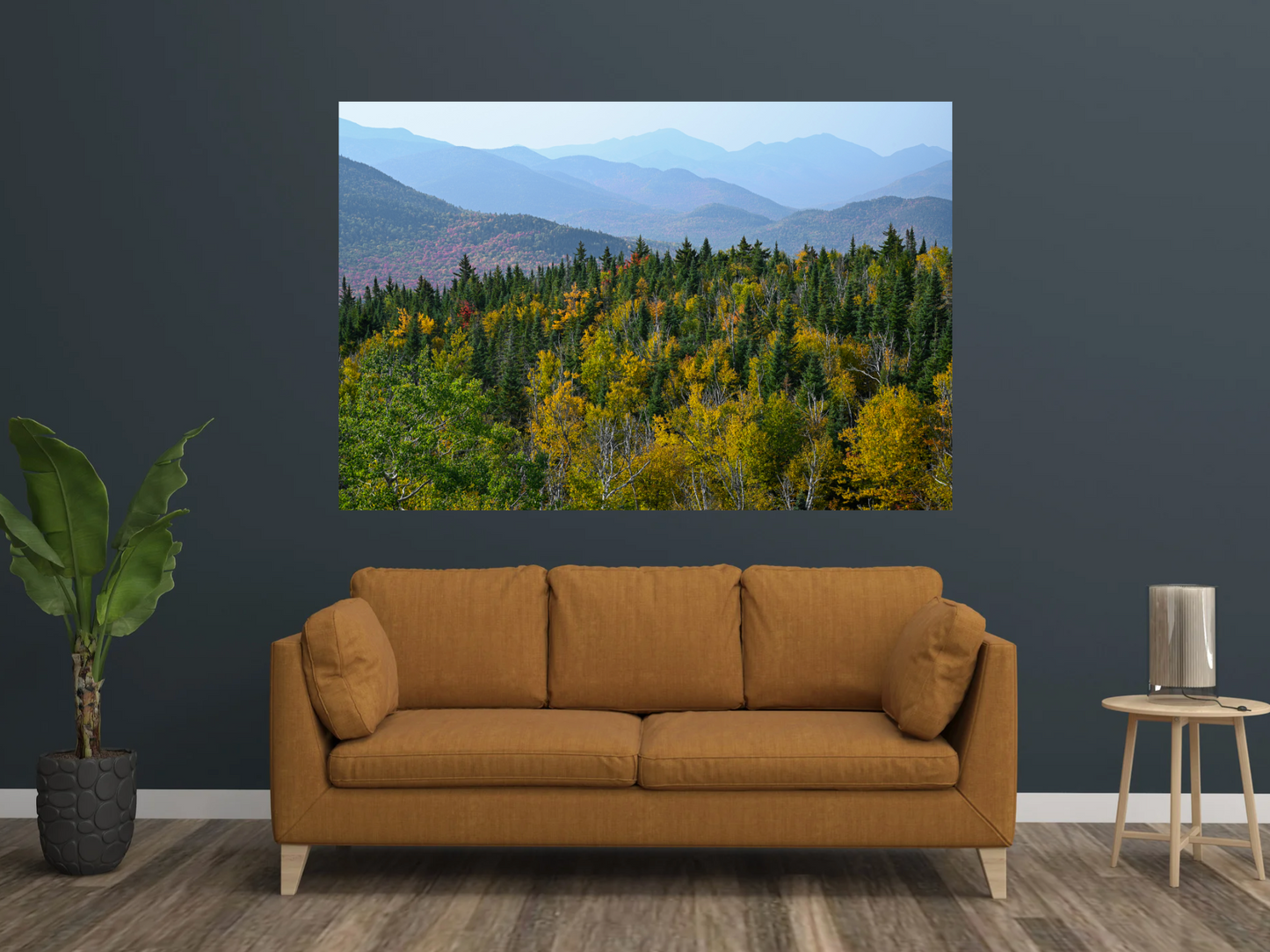 print of mountain layers and foliage Adirondack Mountains