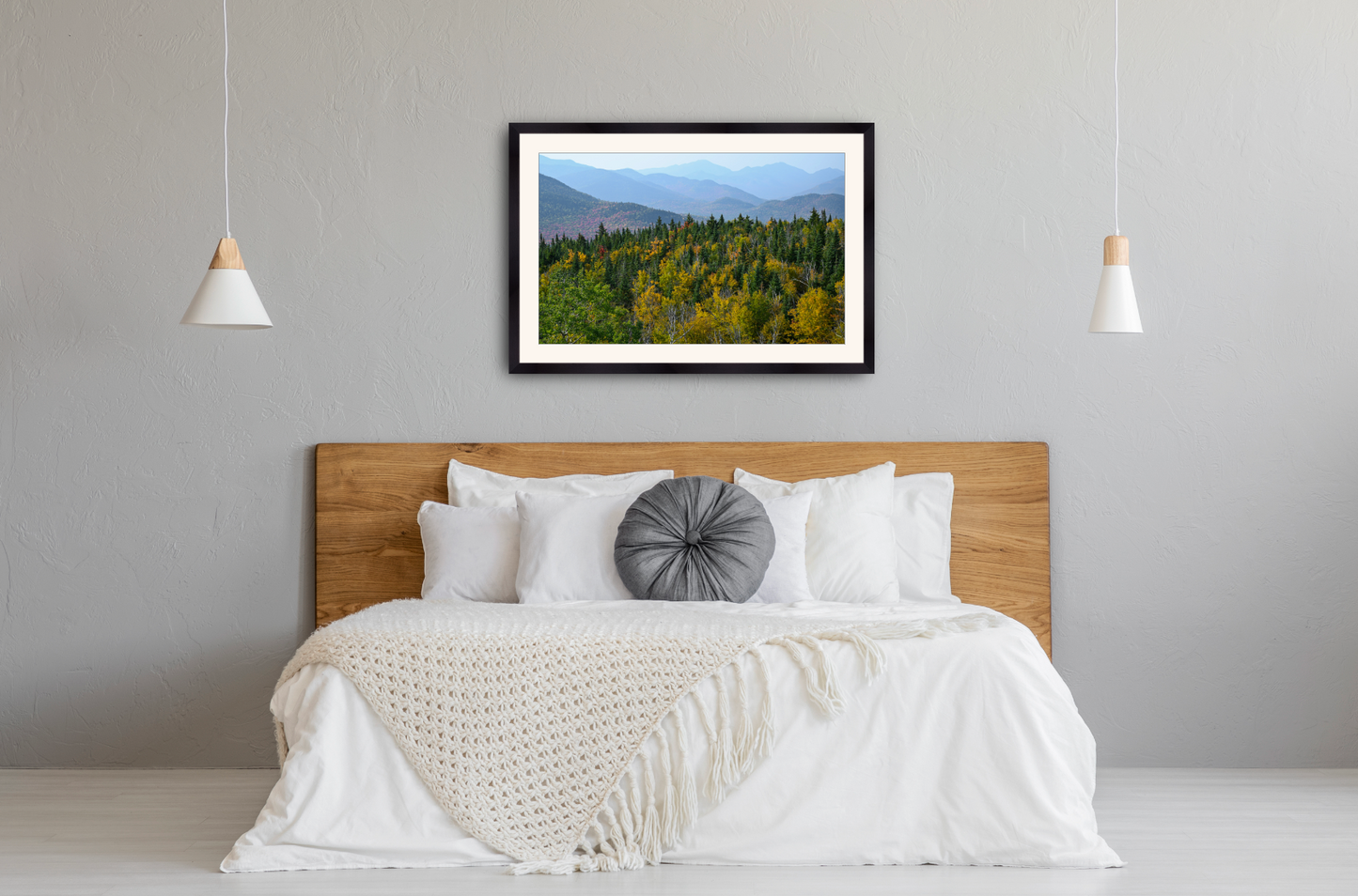 print of mountain layers and foliage Adirondack Mountains