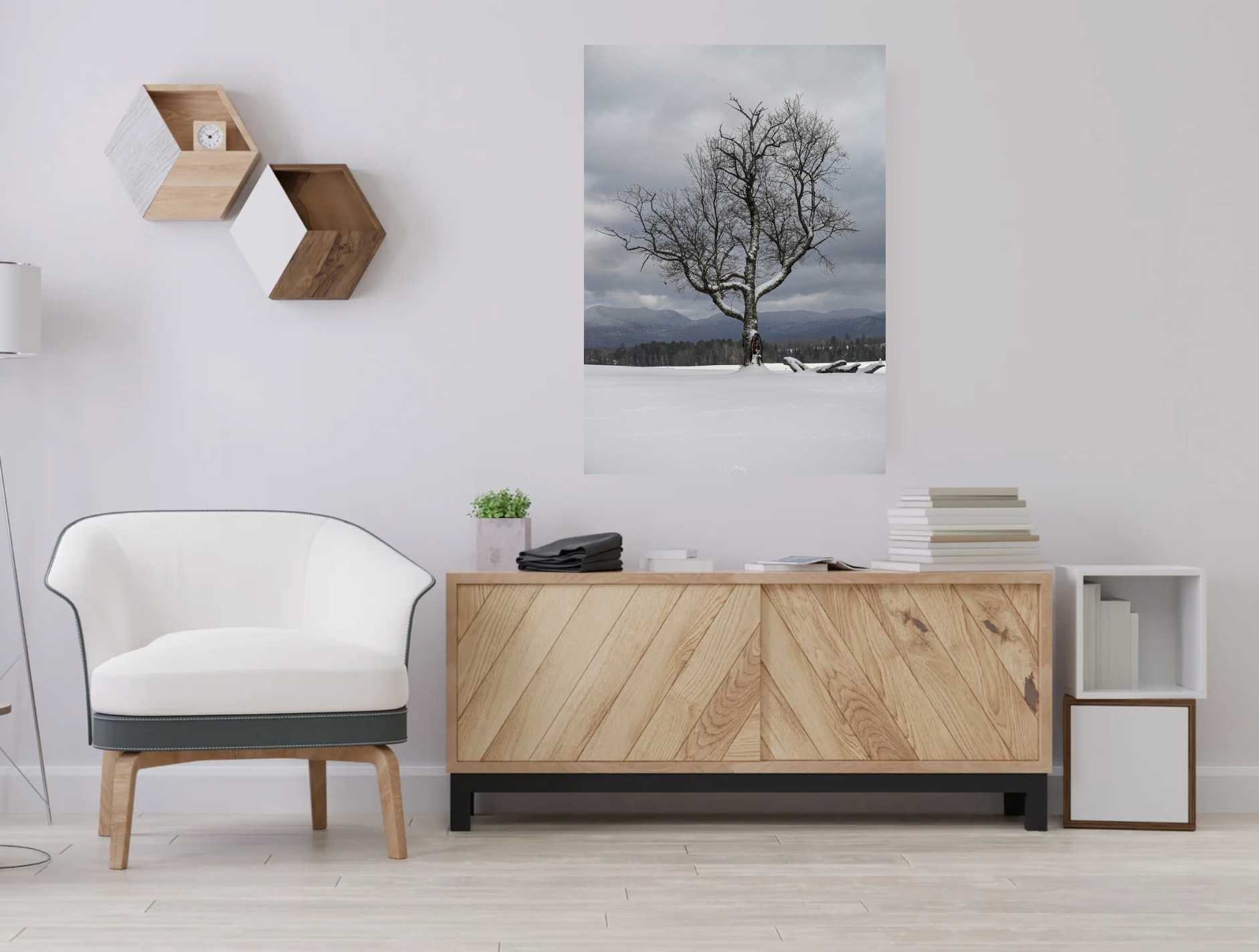 print of a lone tree