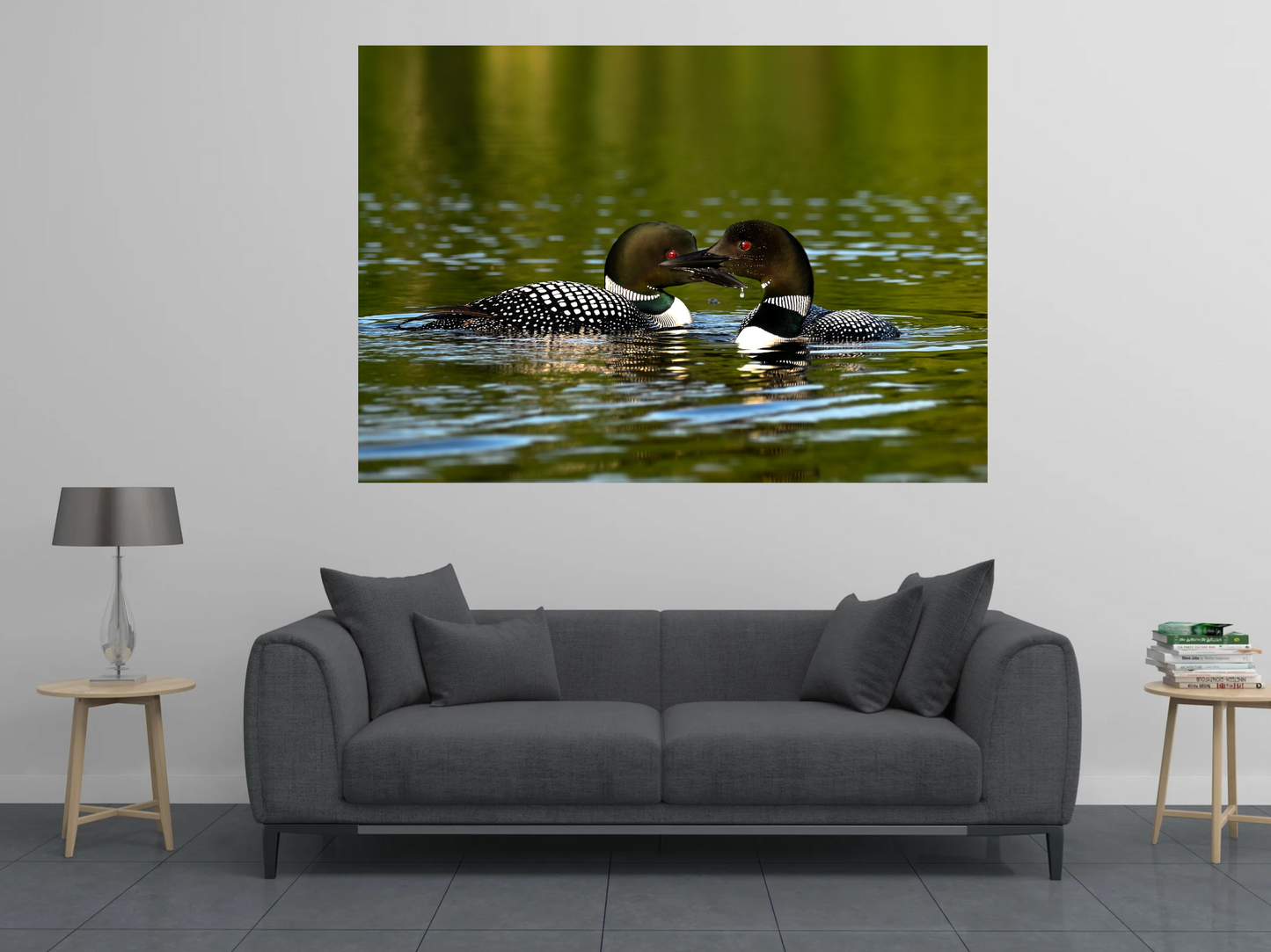 print of common loons