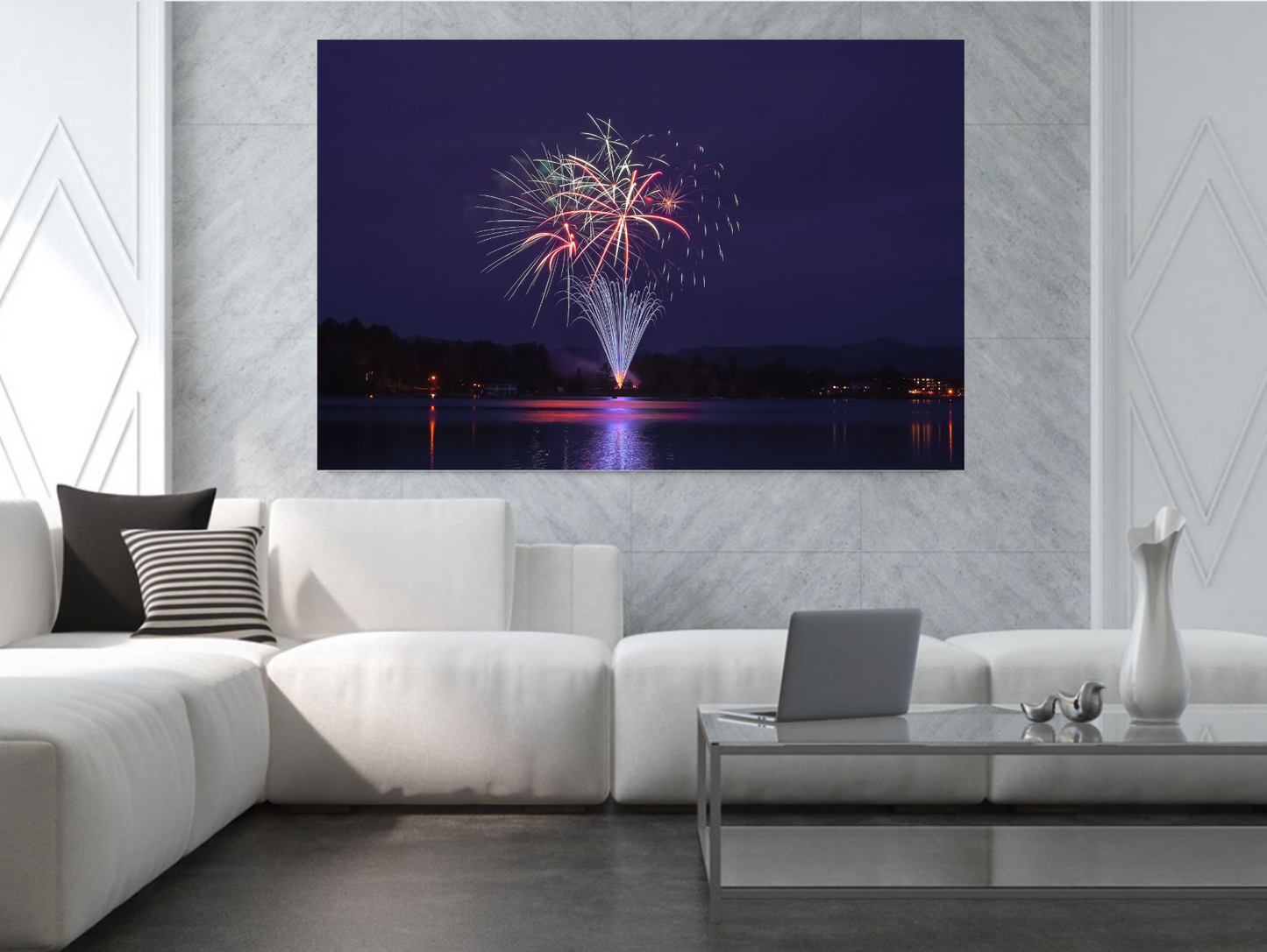 print of Mirror Lake Independence Day Fireworks
