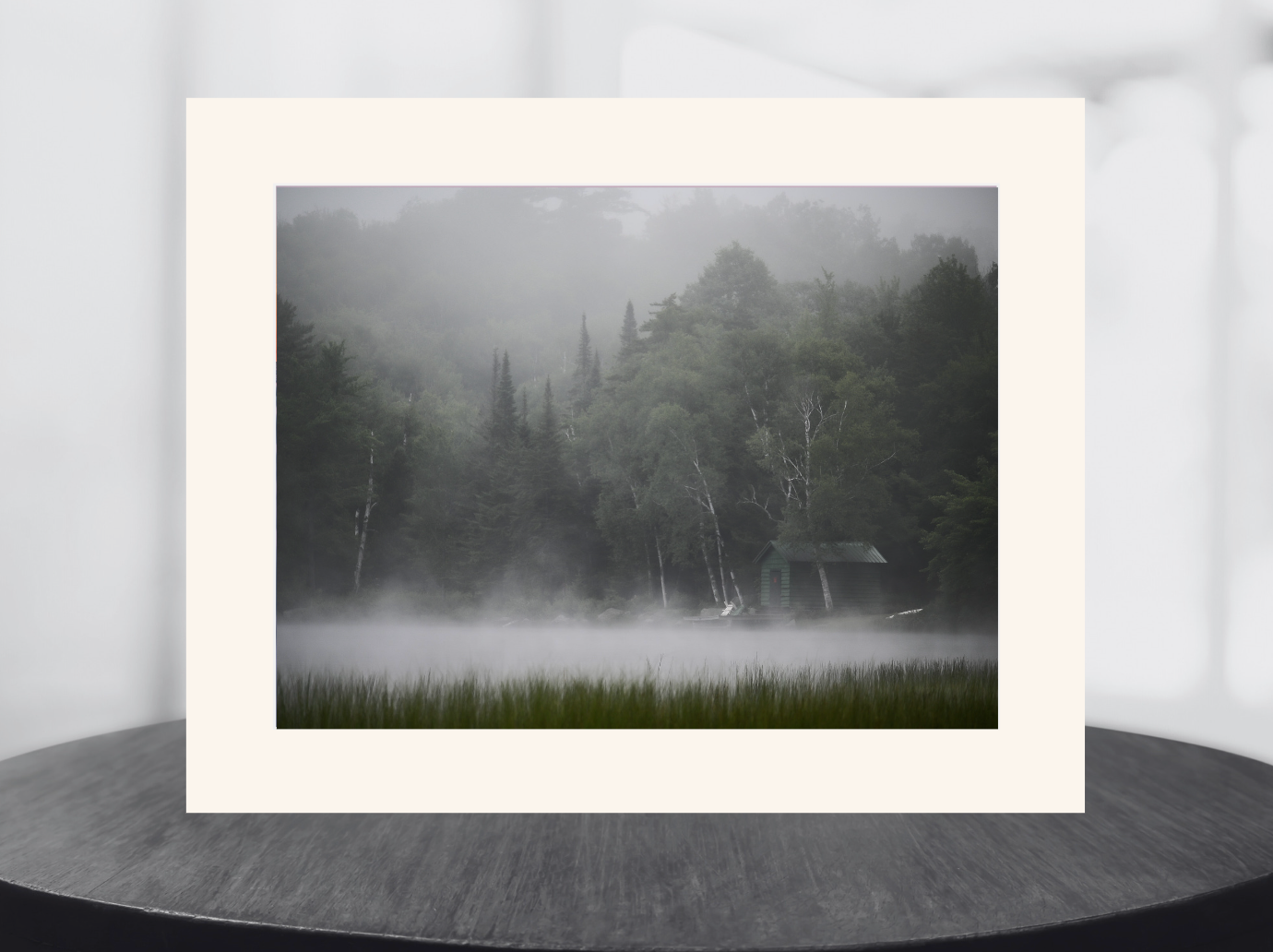 print of a foggy morning in the Adirondack Mountains