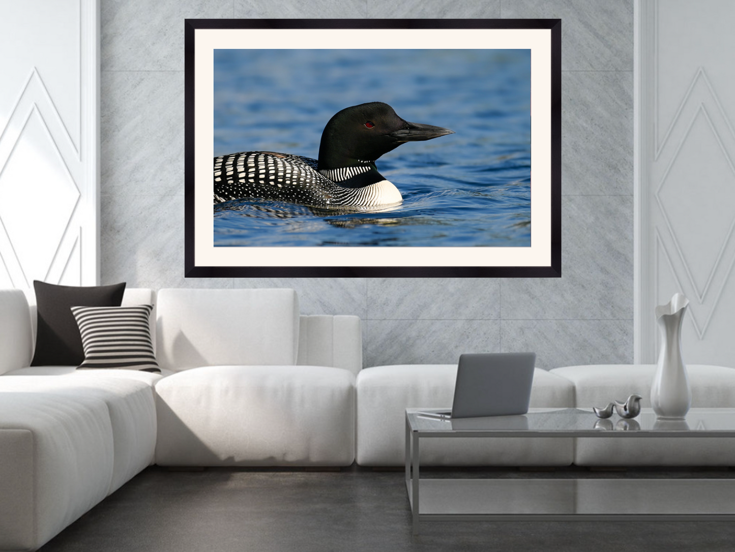 print of a Solitary Common Loon